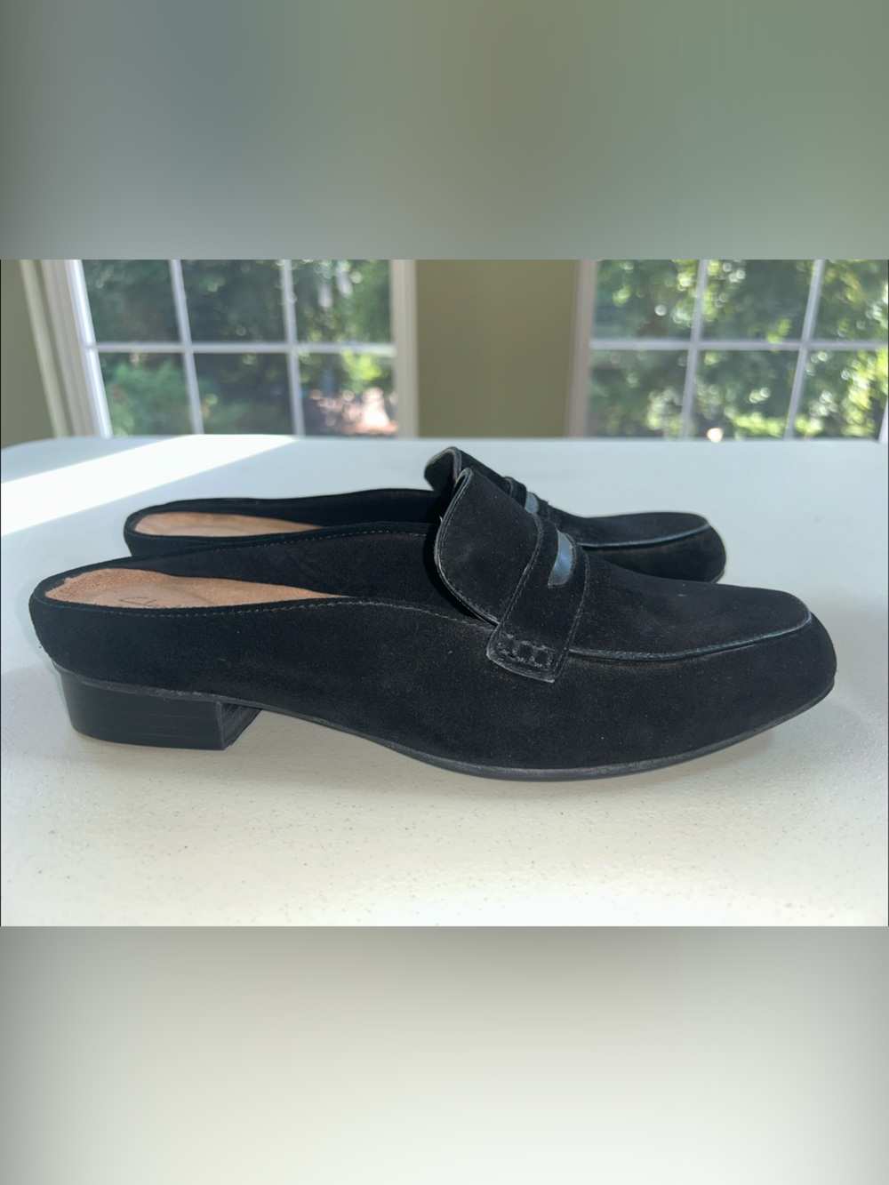 Clarks Black Suede Women's Slip-On Mules